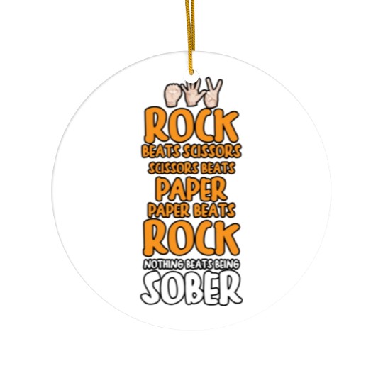 Sobriety Gift for Men or Women Rock Paper Scissors Ceramic Ornaments
