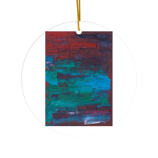 Abstract Red Green Minimalist Painting Ceramic Ornaments