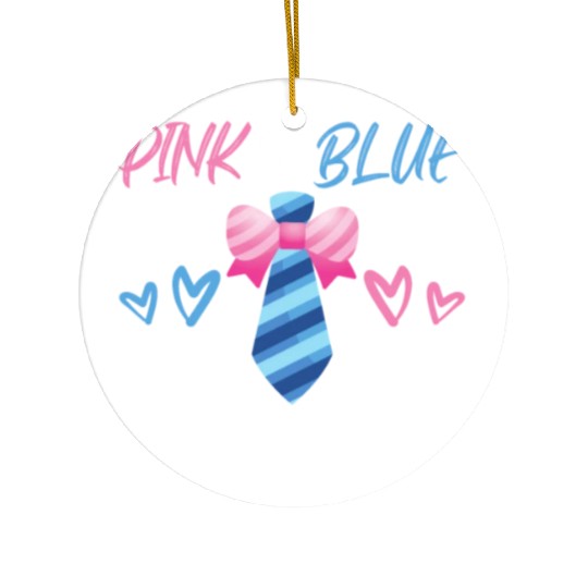 Pink or Blue We Love You Bow Necktie Ceramic Ornaments