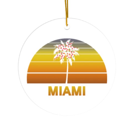 Miami Florida Palm Tree Christmas Lights Family Ceramic Ornaments