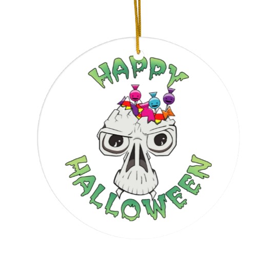 Candy Skull Happy Halloween Cartoon Ceramic Ornaments
