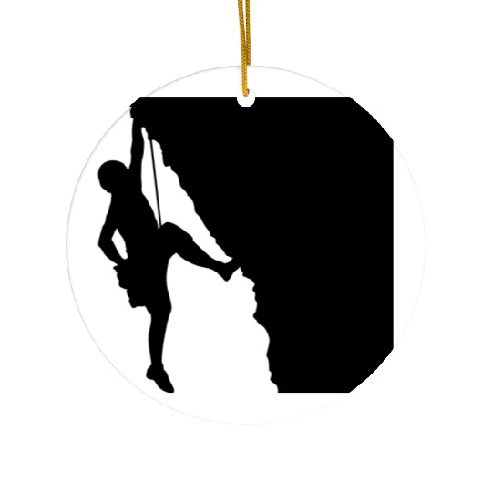 Rock climbing mountaineering silhouette Ceramic Ornaments
