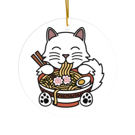 Persian Cat Ramen Noodles Ceramic Ornaments