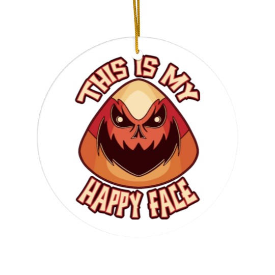 Candy Corn Halloween This Is My Happy Face Funny Ceramic Ornaments