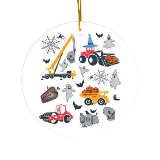 Spooky Construction Vehicles Ceramic Ornaments