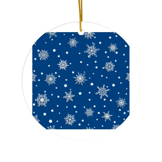 Modern Navy Blue Snowflakes Pattern Ceramic Ornaments