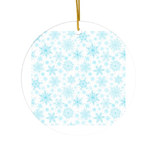 Modern Snowflakes Pattern White Teal Ceramic Ornaments