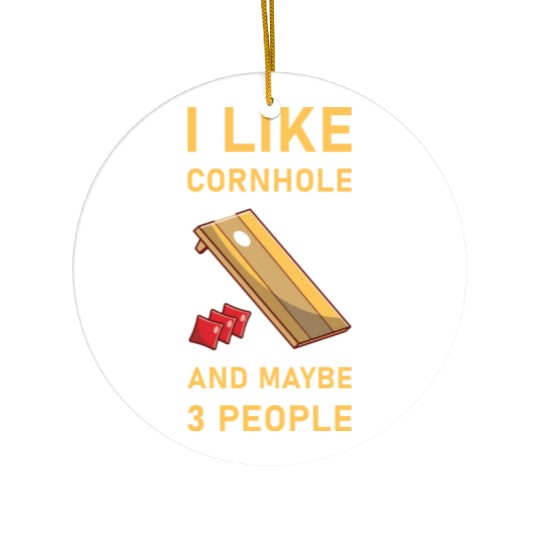 I like cornhole and maybe 3 people - Bean Bag Toss Ceramic Ornaments