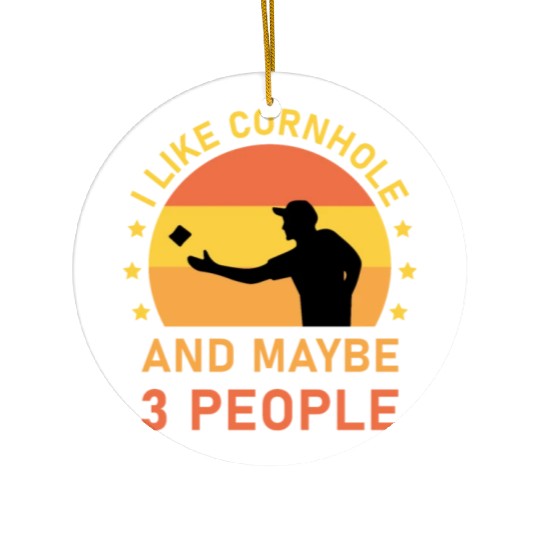 I like cornhole and maybe 3 people - Bean Bag Toss Ceramic Ornaments