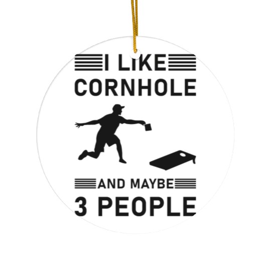 I like cornhole and maybe 3 people - Bean Bag Toss Ceramic Ornaments
