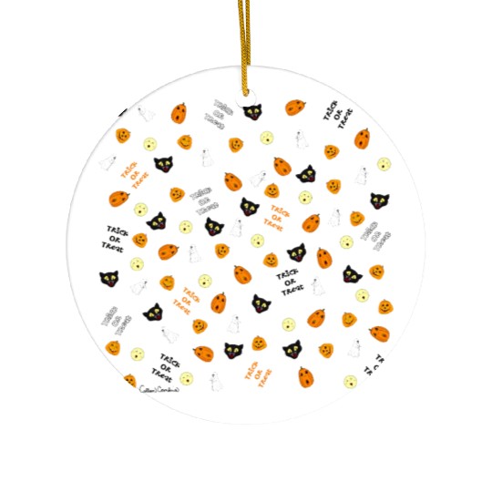 Trick or Treat Pattern Ceramic Ornaments
