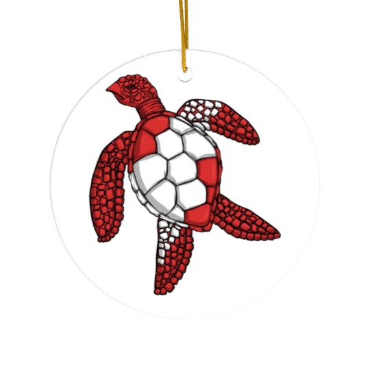 Scuba Diver Red White Flag Turtle Scuba Diving Ceramic Ornaments