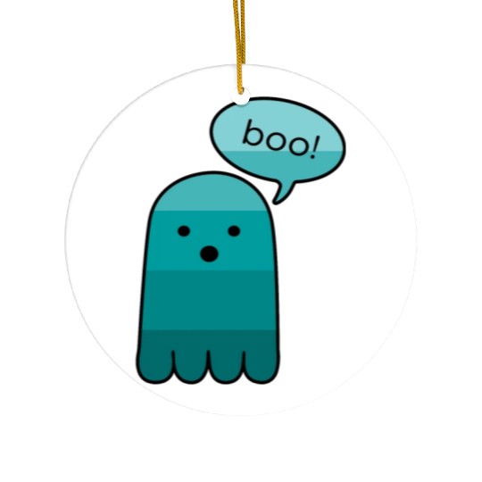 Persian Green Boo Ghost Halloween Ceramic Ornaments