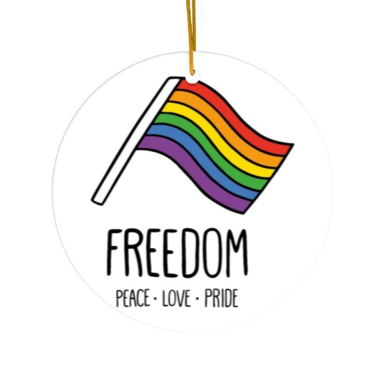 LGBTQ+ Freedom Flag Ceramic Ornaments