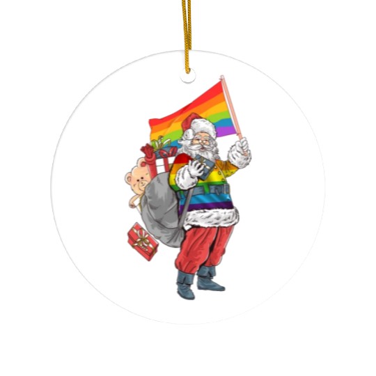 LGBTQ Santa Claus Christmas Rainbow Ceramic Ornaments