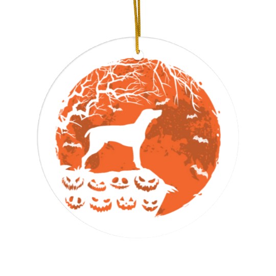 German Shorthaired Pointer And Moon Halloween Ceramic Ornaments