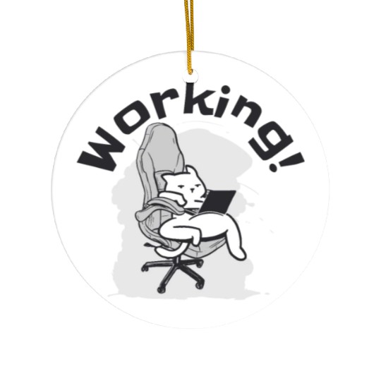 Working Cat Busy Cat Owner Professional Worker Ceramic Ornaments