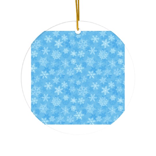 Pretty Light Blue Snowflakes Pattern Ceramic Ornaments