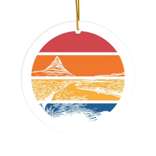 River In Sunset With Mountain Ceramic Ornaments
