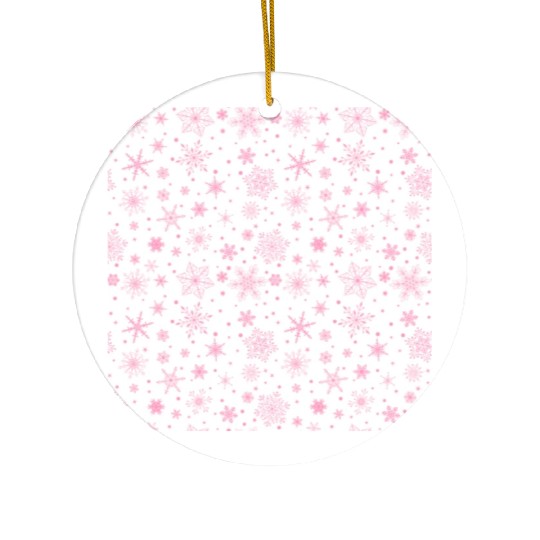 Snowflakes Pattern Pink White Ceramic Ornaments