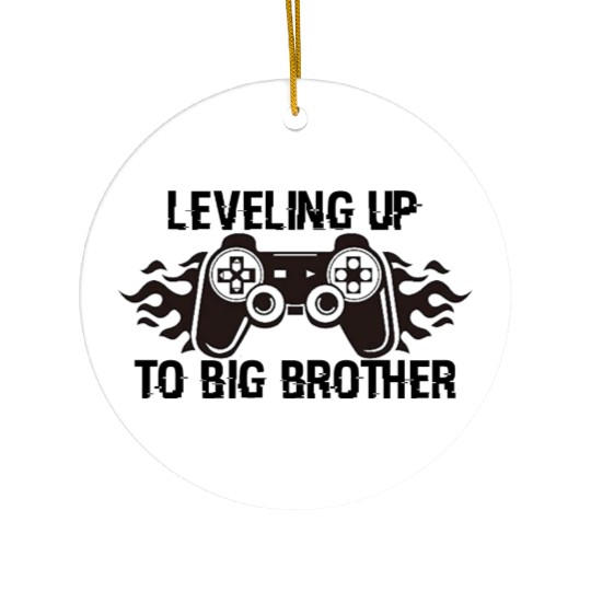 leveling up to big brother gaming Ceramic Ornaments