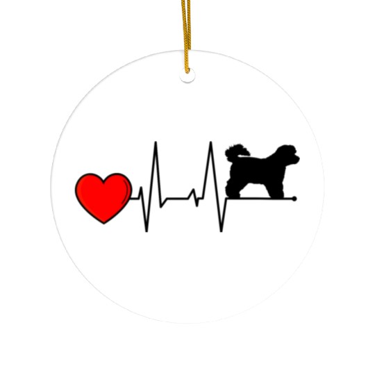 Bichon Frise Mom Heartbeat I Love My Black Ceramic Ornaments