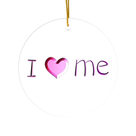 i love me lettering pink Ceramic Ornaments