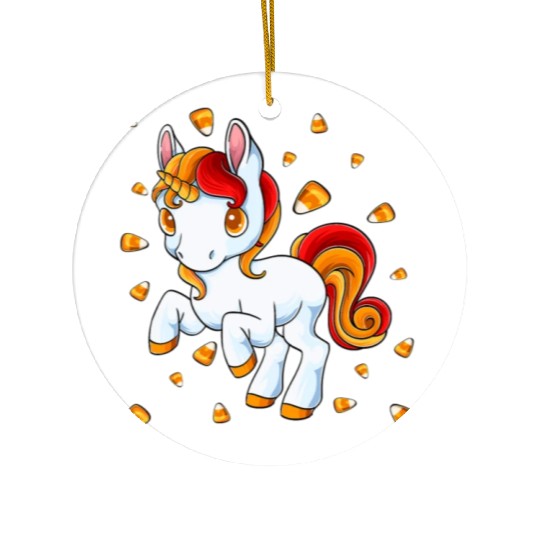 Halloween Unicorn Pony Candy Corn Halloween Ceramic Ornaments
