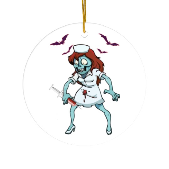 Zombie Nurse Emergency Halloween Ceramic Ornaments