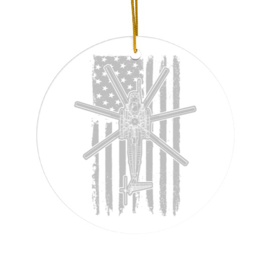 Super Stallion Military Helicopter American Flag Ceramic Ornaments
