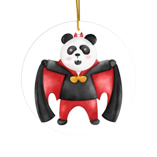 Panda bear in vampire costume Ceramic Ornaments