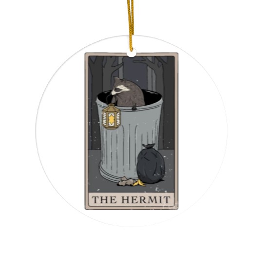 raccoon Hermit Tarot Card Ceramic Ornaments
