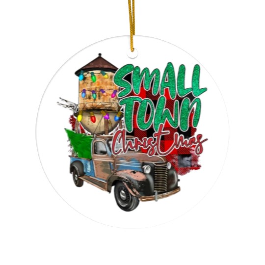 Country Farmer Life Small Town Christmas Red Ceramic Ornaments