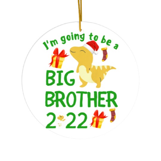 Kids I'm Going To Be A Big Brother 2022 Dinosaur Ceramic Ornaments