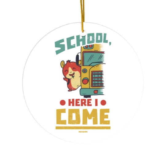 School bus pet funny saying Ceramic Ornaments