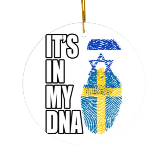 Israel And Swedish Mix Heritage DNA Flag Ceramic Ornaments