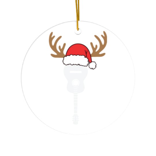 Guitar Christmas Santa Hat Reindeer Ceramic Ornaments