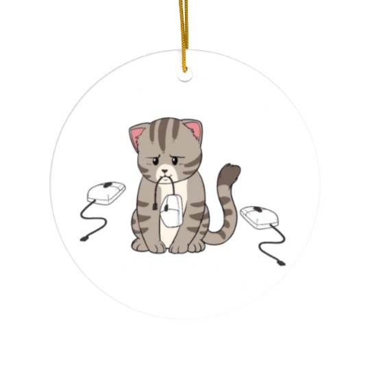 I Caught All The Mice Funny Cat Computer Mouse Ceramic Ornaments