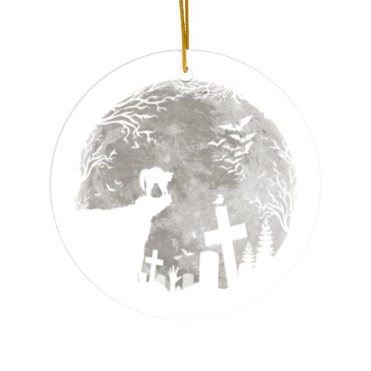 Halloween Black Cat Werewolf Full Moon Bats trick Ceramic Ornaments