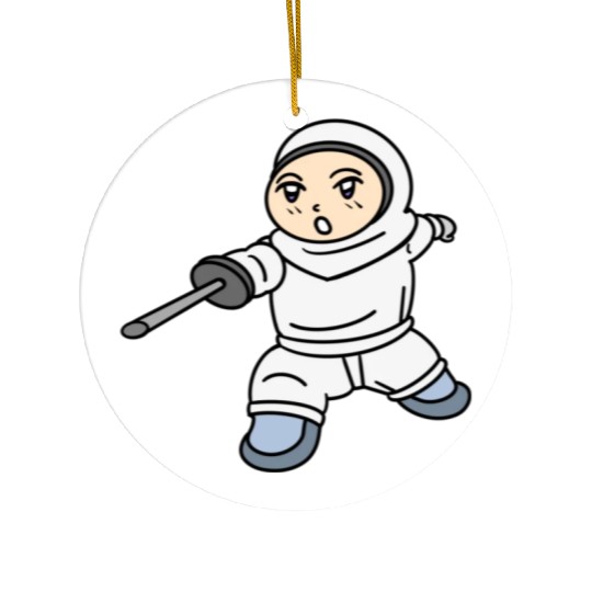 Cartoon kid fencing Ceramic Ornaments