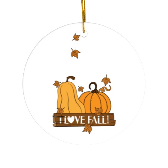 Fall Leaves Pumpkin Lovers Oh My Gourd I Love Fall Ceramic Ornaments