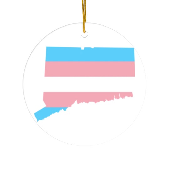 Trans Flag Connecticut LGBT Pride Support Ceramic Ornaments