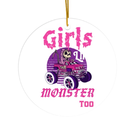 Girls Like Monster Trucks Grim Reaper Halloween Ceramic Ornaments