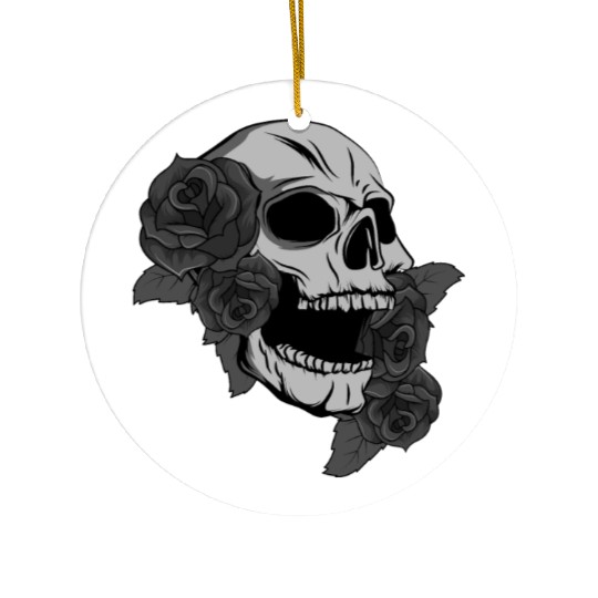 Black Skull Roses Aesthetic Goth Gothic Ceramic Ornaments