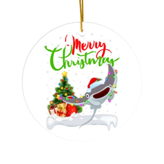 Stingray Fish Lover Xmas Lighting Christmas Ceramic Ornaments