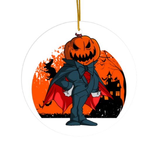 Vampire Pumpkin Head Jack O' Lantern Halloween Ceramic Ornaments
