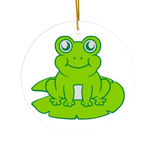 frog sitting water lily sea leaf Ceramic Ornaments