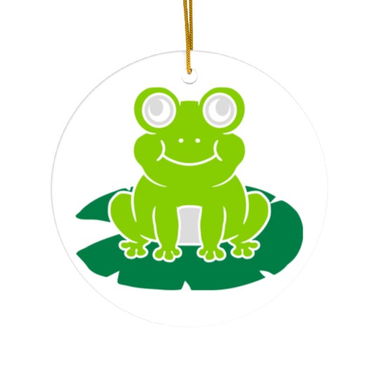 Cute frog sitting water lily Ceramic Ornaments