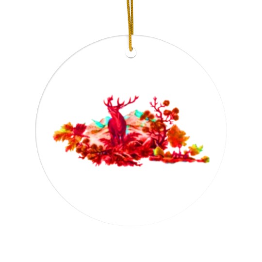 Deer Swamp Illustrate Ceramic Ornaments