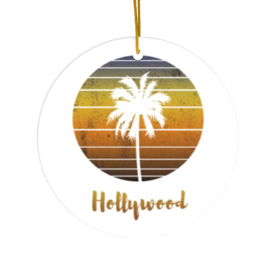 Retro Souvenir Hollywood California Sunset Ceramic Ornaments